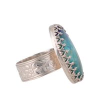 Azurite cab Ring in Argentium Silver by Galit