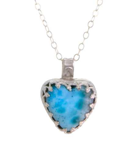 Larimar Heart Necklace in Silver by Galit