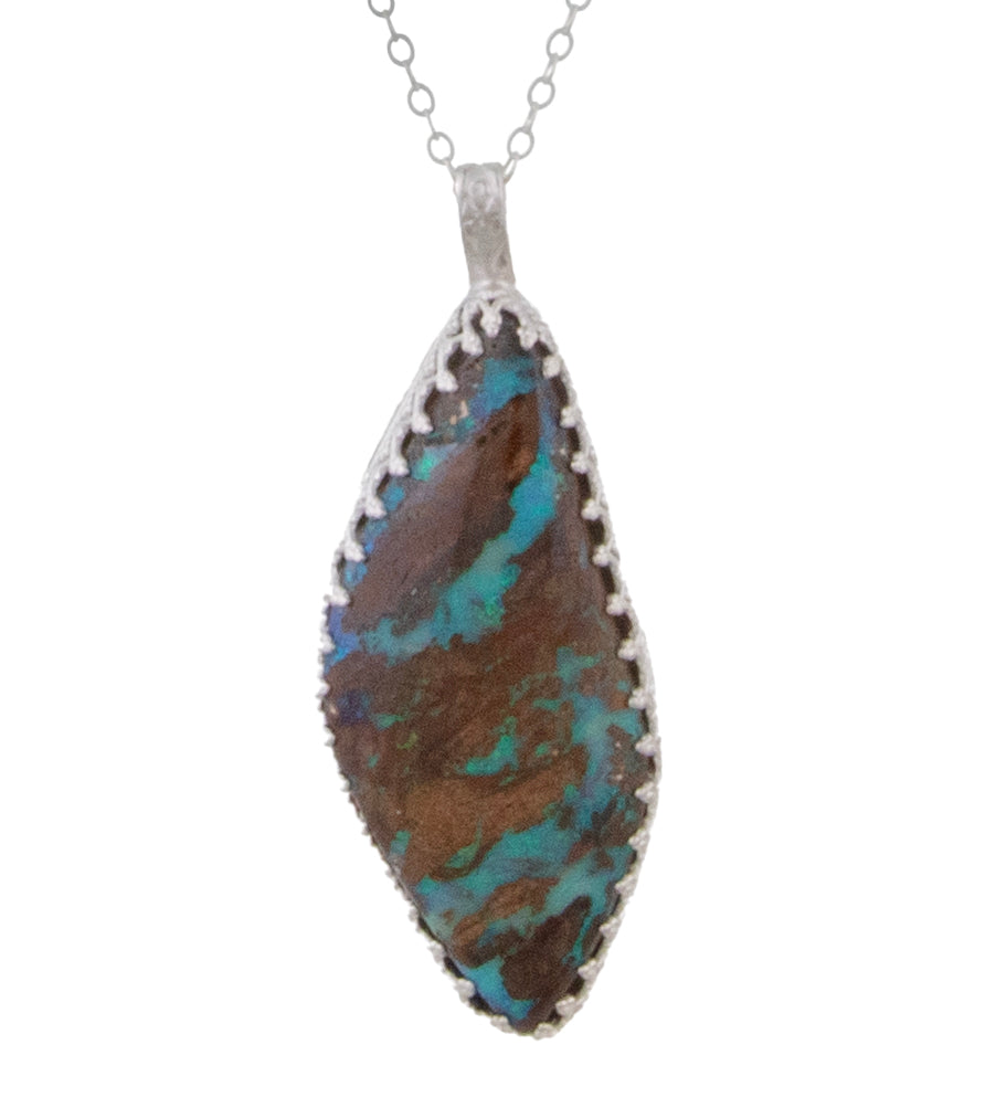 Boulder Opal Necklace in Argentium Silver by Galit