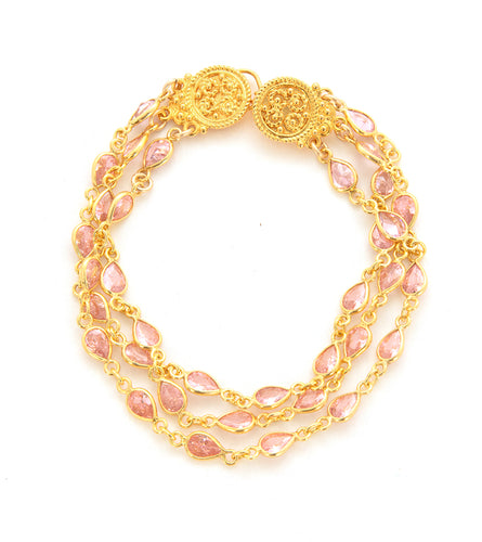 Pink Swarovski Crystal 3-Strand Bracelet by Galit