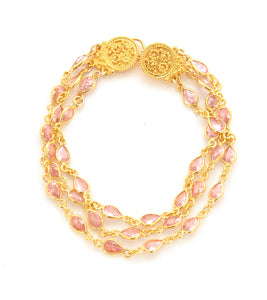 Pink Swarovski Crystal 3-Strand Bracelet by Galit