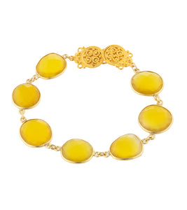 Checkerboard Faceted Yellow Calcedony Bracelet by Galit