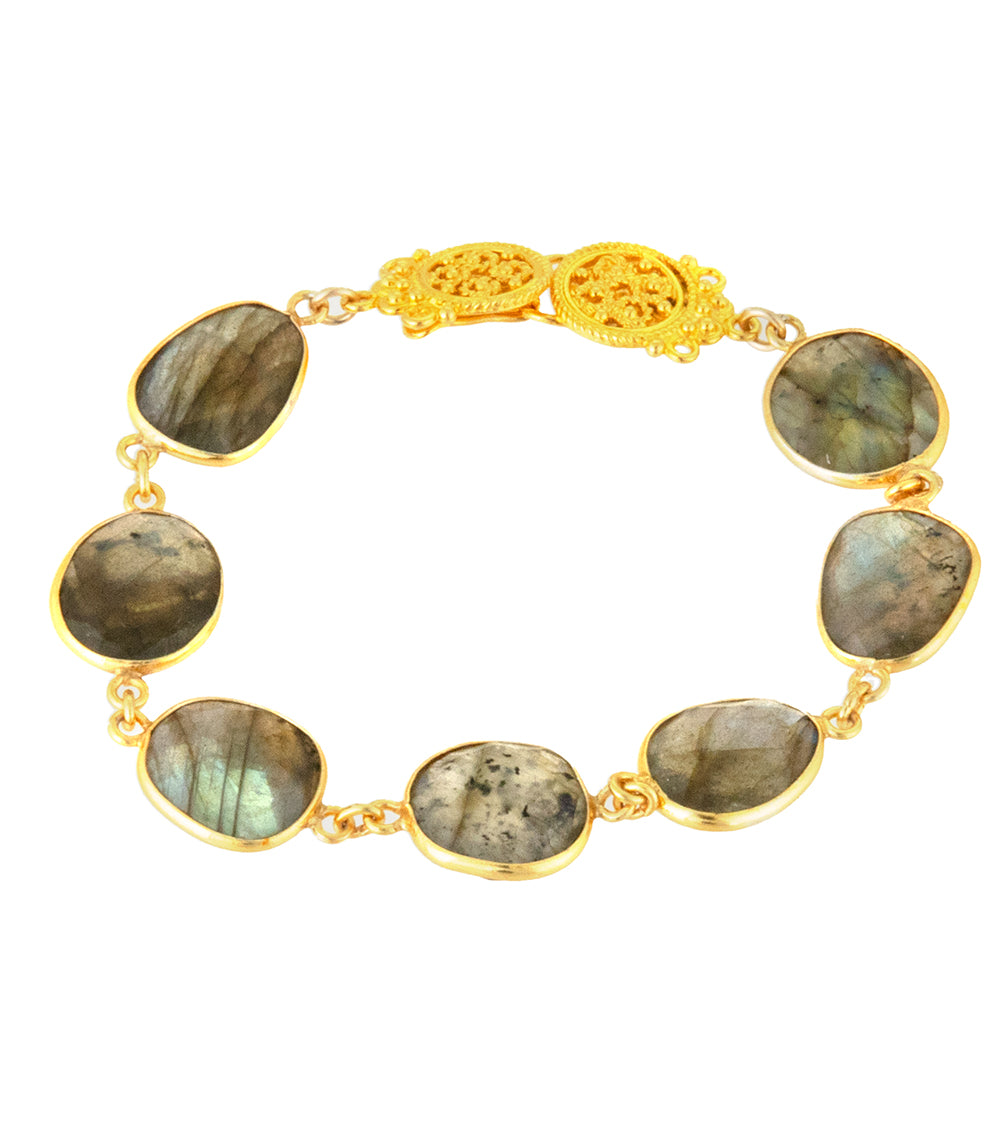 Checkerboard Faceted High-Luster Labradorite Bracelet by Galit