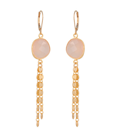 Checkerboard Faceted Pink Calcedony Earrings by Galit