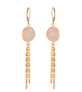 Checkerboard Faceted Pink Calcedony Earrings by Galit