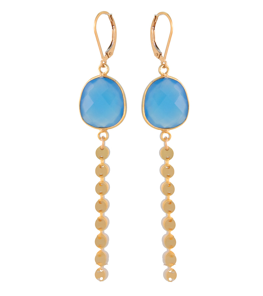 Checkerboard Faceted Blue Onyx Earrings by Galit