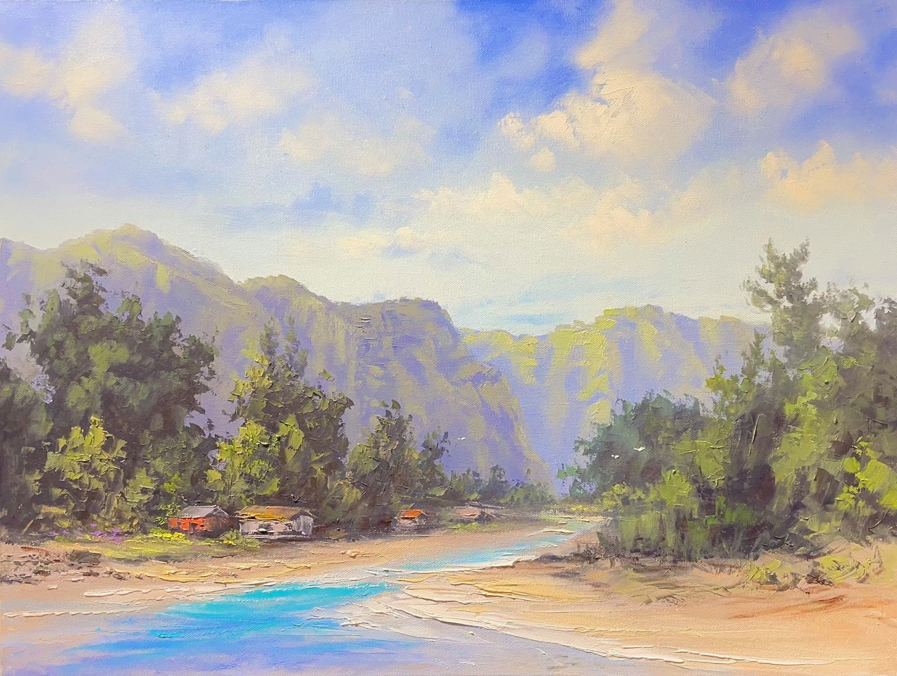 Original Painting: Escape to Island Bungalows by George Eguchi