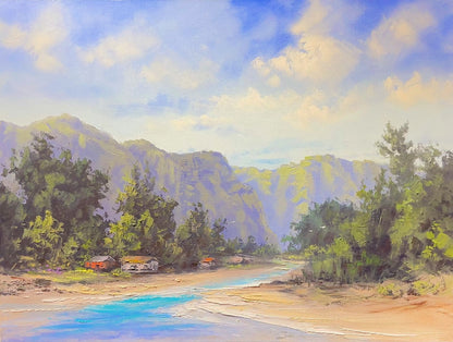 Original Painting: Escape to Island Bungalows by George Eguchi
