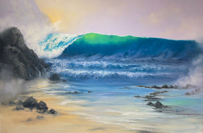 Pintura original: El estruendo de las olas primaverales de George Eguchi