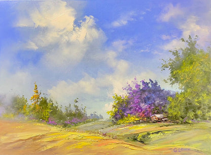 Original Painting: Under the Jacaranda Tree by George Eguchi