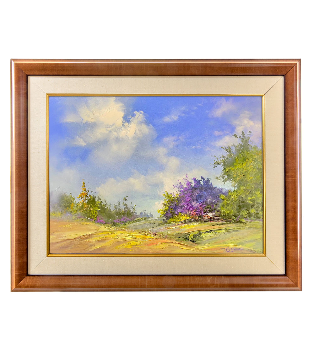 Original Painting: Under the Jacaranda Tree by George Eguchi