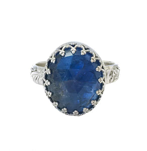 Raw Faceted Tanzanite Ring in Argentium Silver by Galit