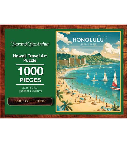 "Honolulu" Hawaii Travel Art Jigsaw Puzzle