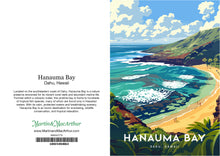 Tarjeta de felicitación "Bahía de Hanauma, Oahu" Arte de viaje de Hawái