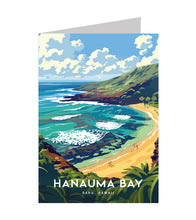 Tarjeta de felicitación "Bahía de Hanauma, Oahu" Arte de viaje de Hawái