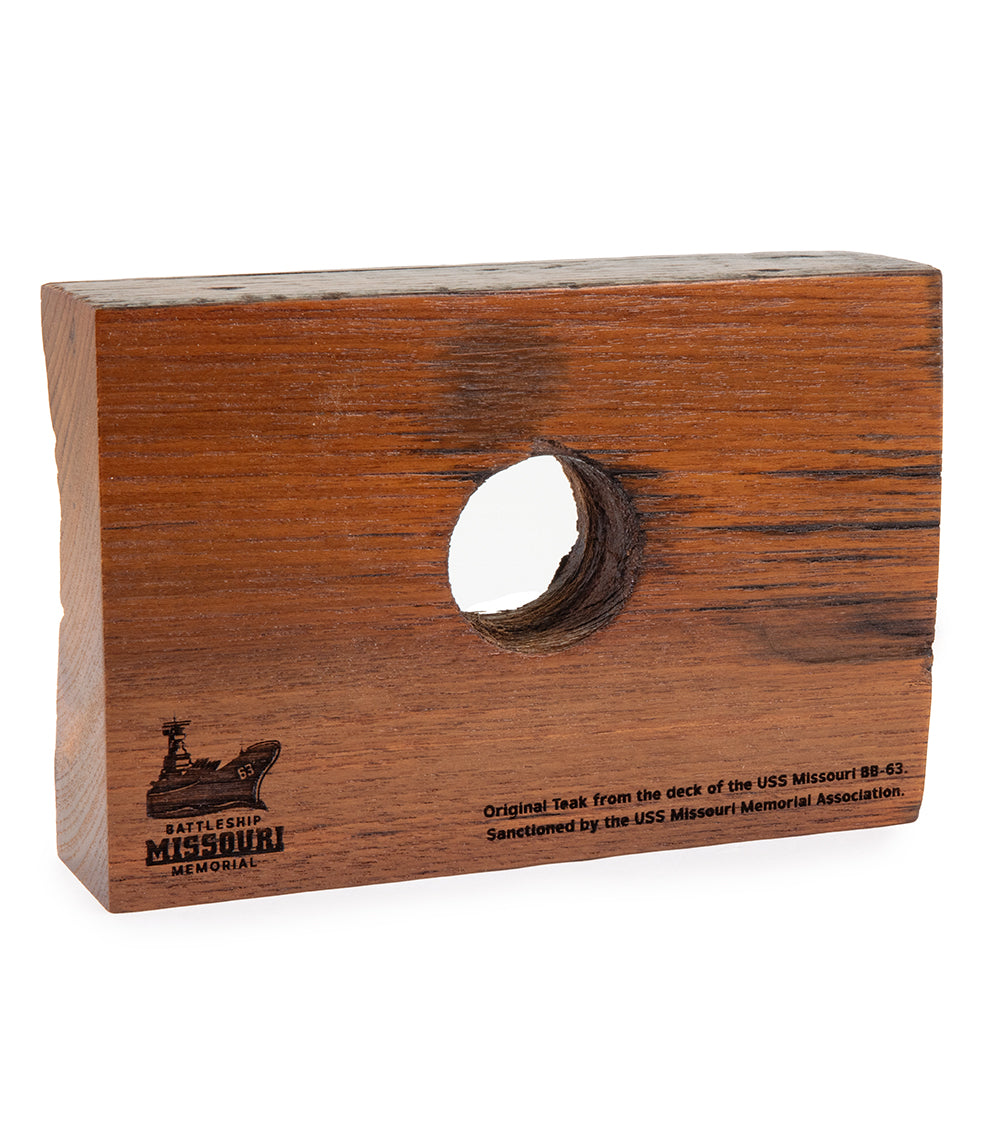 USS Missouri Commemorative Teak Plank with Plug Hole