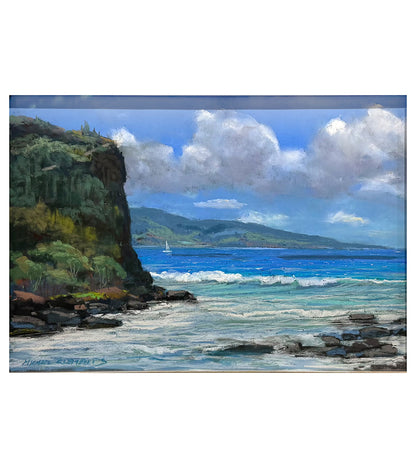 Original Pastel Painting "Honokohau Bay" by Michael Clements 17 x 12