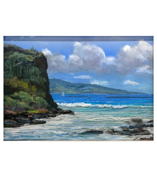 Original Pastel Painting "Honokohau Bay" by Michael Clements 17 x 12