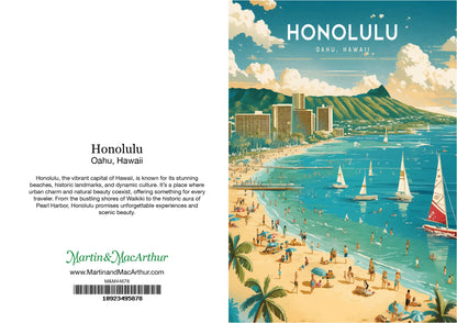 Greeting Card "Honolulu, Oahu" Hawaii Travel Art