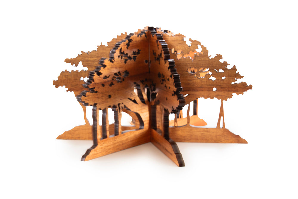 Exhibición de mesa con árbol de baniano Koa 3D Lahaina 