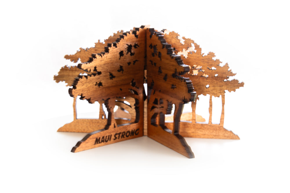 Exhibición de mesa con árbol de baniano Koa 3D Lahaina 