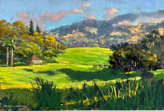 Pintura al pastel original "Vista de la carretera de Hanamu" de Michael Clements, 45,7 x 30,5 cm