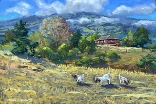 Original Pastel Painting "Kula Goats" by Michael Clements 18x12