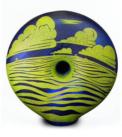 ガラスの「クジラの円盤」彫刻