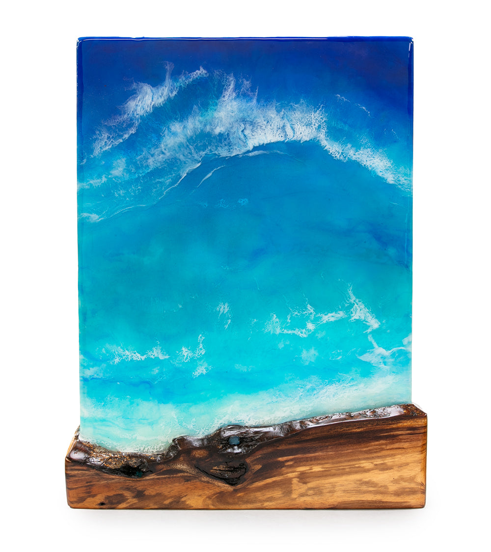 Koa/Resin Wall Art "Hanakaʻape Bay" by S. Isaac Anderson