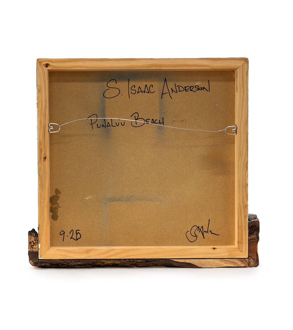 Arte mural de koa/resina "Pohaku Point" de S. Isaac Anderson