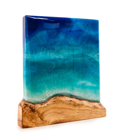 Arte mural de koa/resina "Pohaku Point" de S. Isaac Anderson