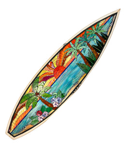 Surfboard "Fire on. the Horizon" by Julie Sobolewski