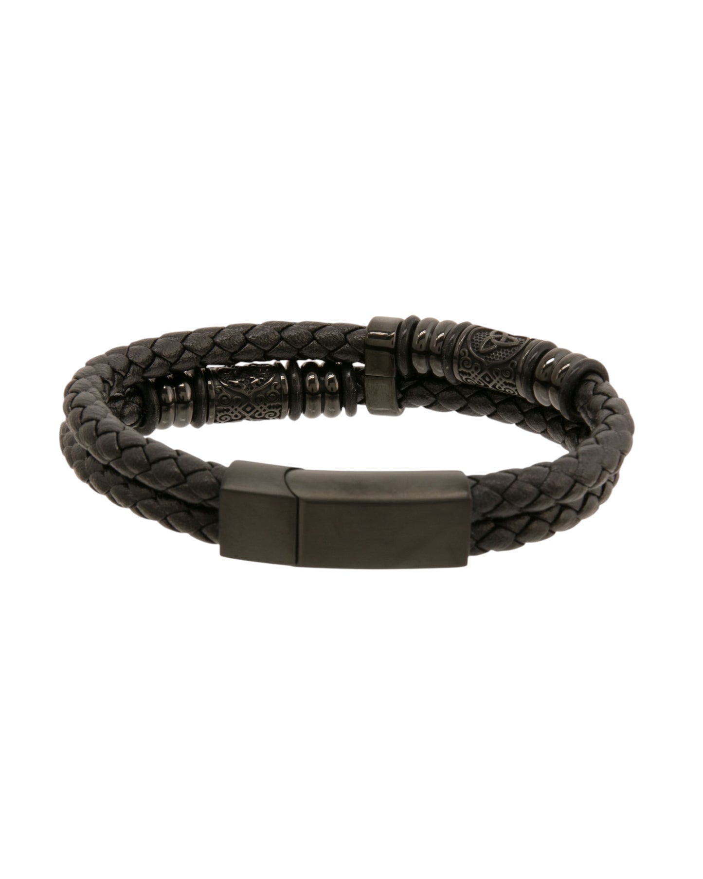 Mens Bracelet Black Double Rope