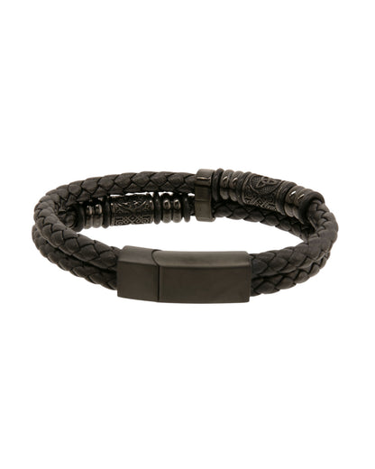 Mens Bracelet Black Double Rope