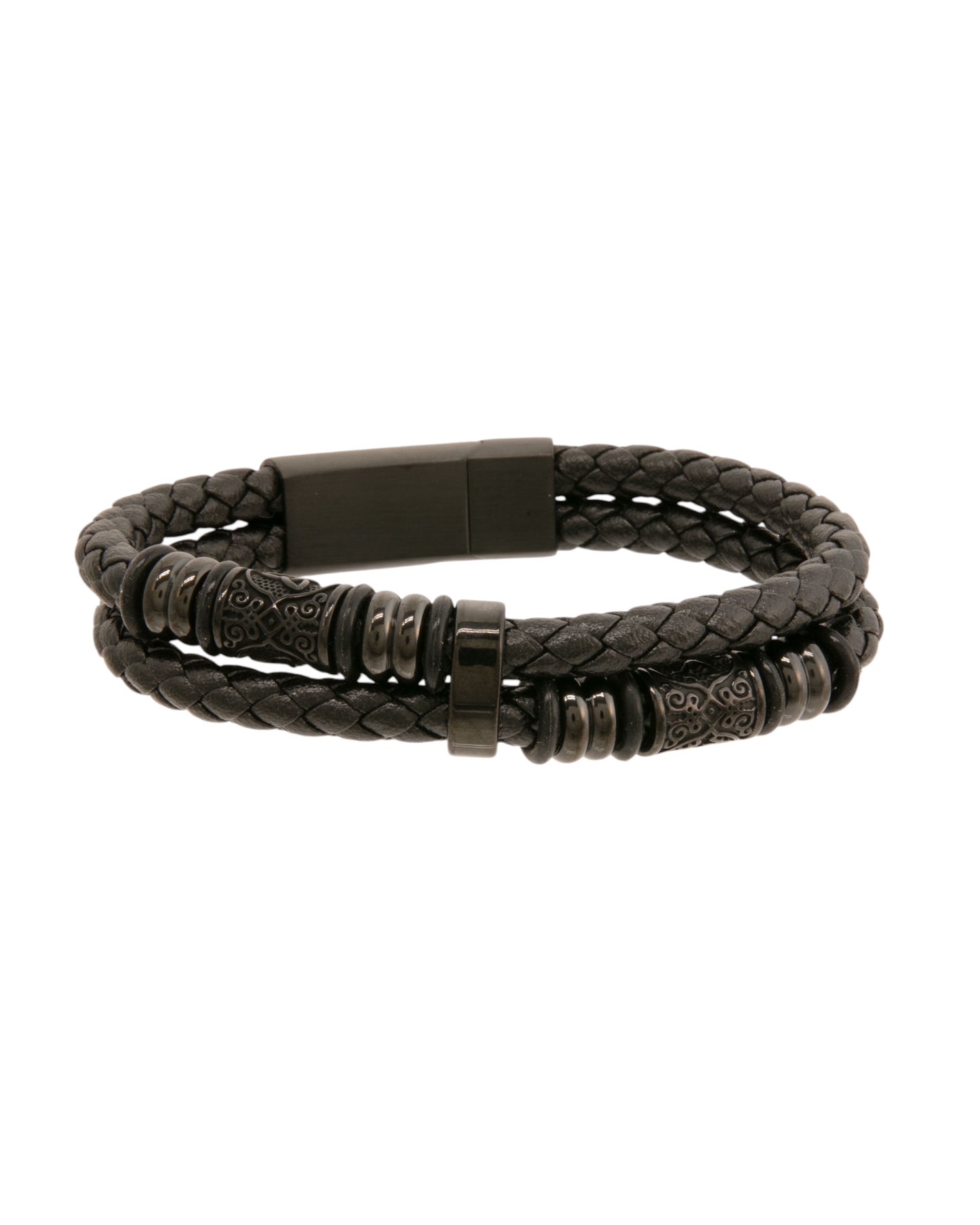 Mens Bracelet Black Double Rope