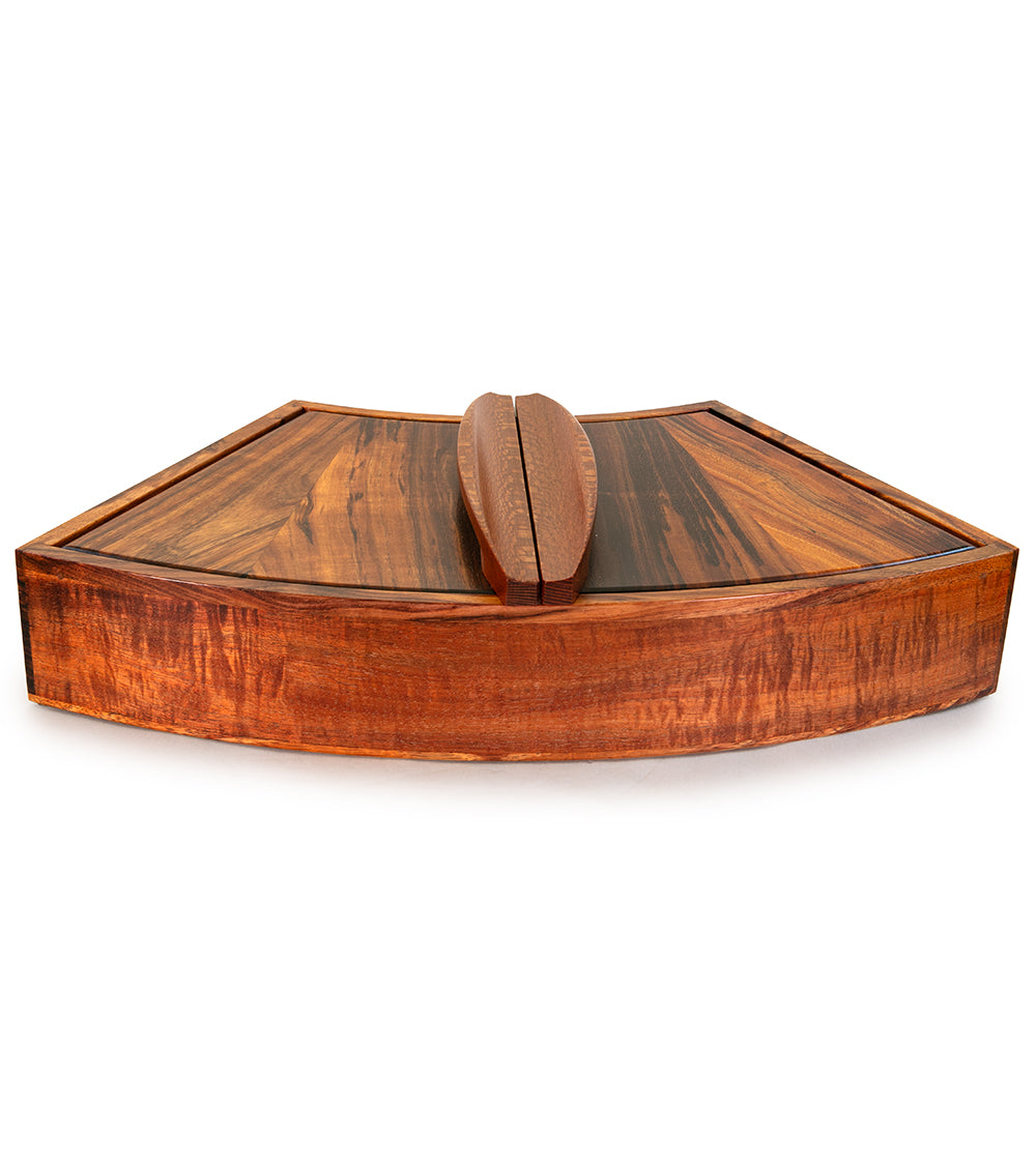 Solid Koa and Leopard Wood Fan Box