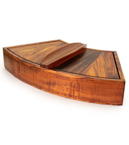 Solid Koa and Leopard Wood Fan Box
