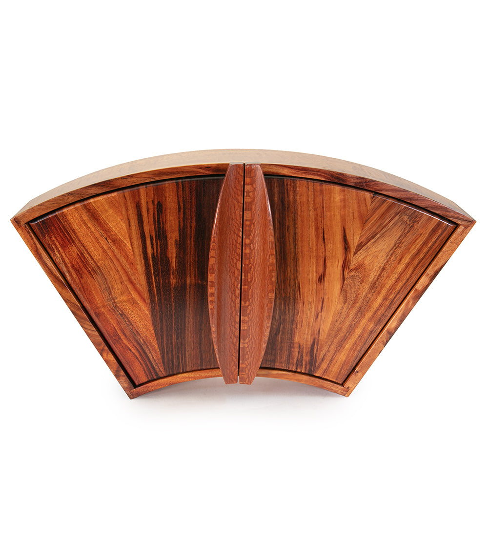 Solid Koa and Leopard Wood Fan Box