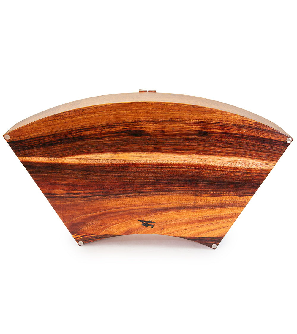Solid Koa and Leopard Wood Fan Box