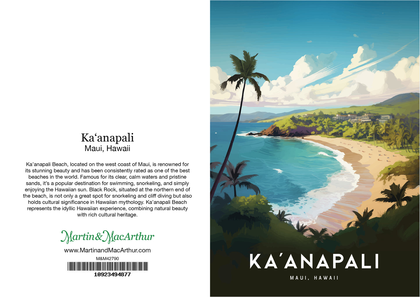 Greeting Card "Kaʻanapali, Maui" Hawaii Travel Art