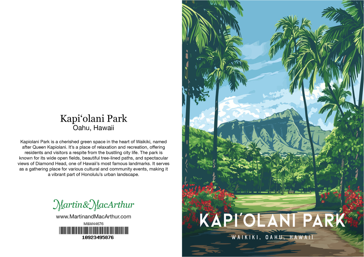 Greeting Card "Kapiʻolani Park, Oahu" Hawaii Travel Art