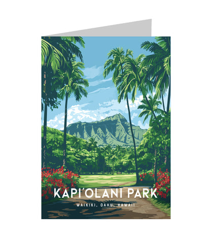 Greeting Card "Kapiʻolani Park, Oahu" Hawaii Travel Art