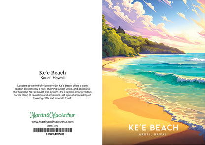 Greeting Card "Keʻe Beach, Kauai" Hawaii Travel Art