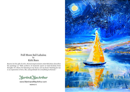 Greeting Card "Full Moon Sail Lahaina" by Kirk Boes