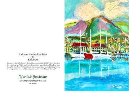 Greeting Card "Lahaina Harbor, Red Boat" by Kirk Boes