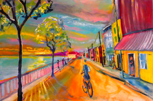 Sunset Ride Down Front Street by Kirk Boes