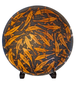 Pyrography Cook Pine Platter with stand "Koi" #792