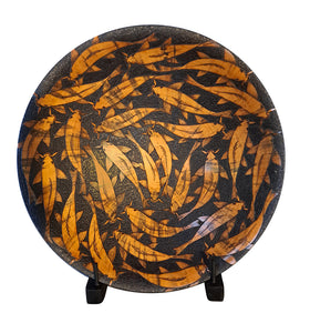 Pyrography Cook Pine Platter with stand "Koi" #793