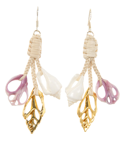 Gold and Sliced Shell Earrings