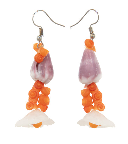 ププシェルイヤリング - ブラウン